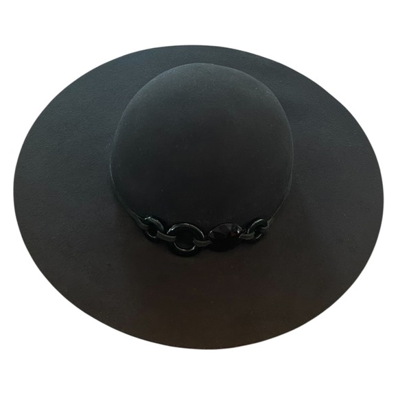 Scala Pronto 100% Wool Floppy Black Hat Cord Trim One Sz Boho Casual Winter Fall - Picture 3 of 7